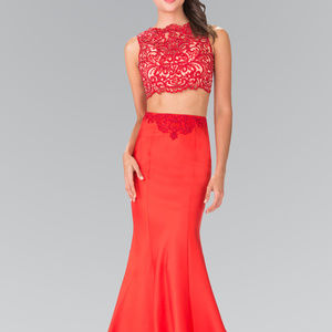 - Two-Piece Prom Dress with Satin Skirt GL2281